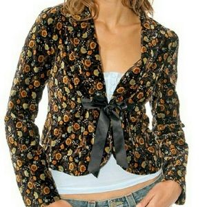 Free People floral velvet ribbon tie blazer